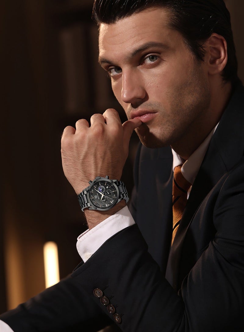 BENYAR BY BENYAR Men's Chronograph Watch 30 m Waterproof Luminous Classic Fashion Watches Large Dial Date Analogue Quartz Watch Elegant Gift for Men - Image 5